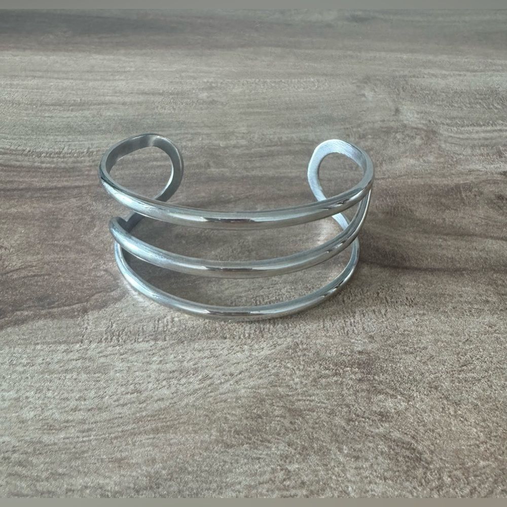 Silver Toned Layered Bangle Cuff Bracelet Wrap Cuff Cosplay Office Minimalist